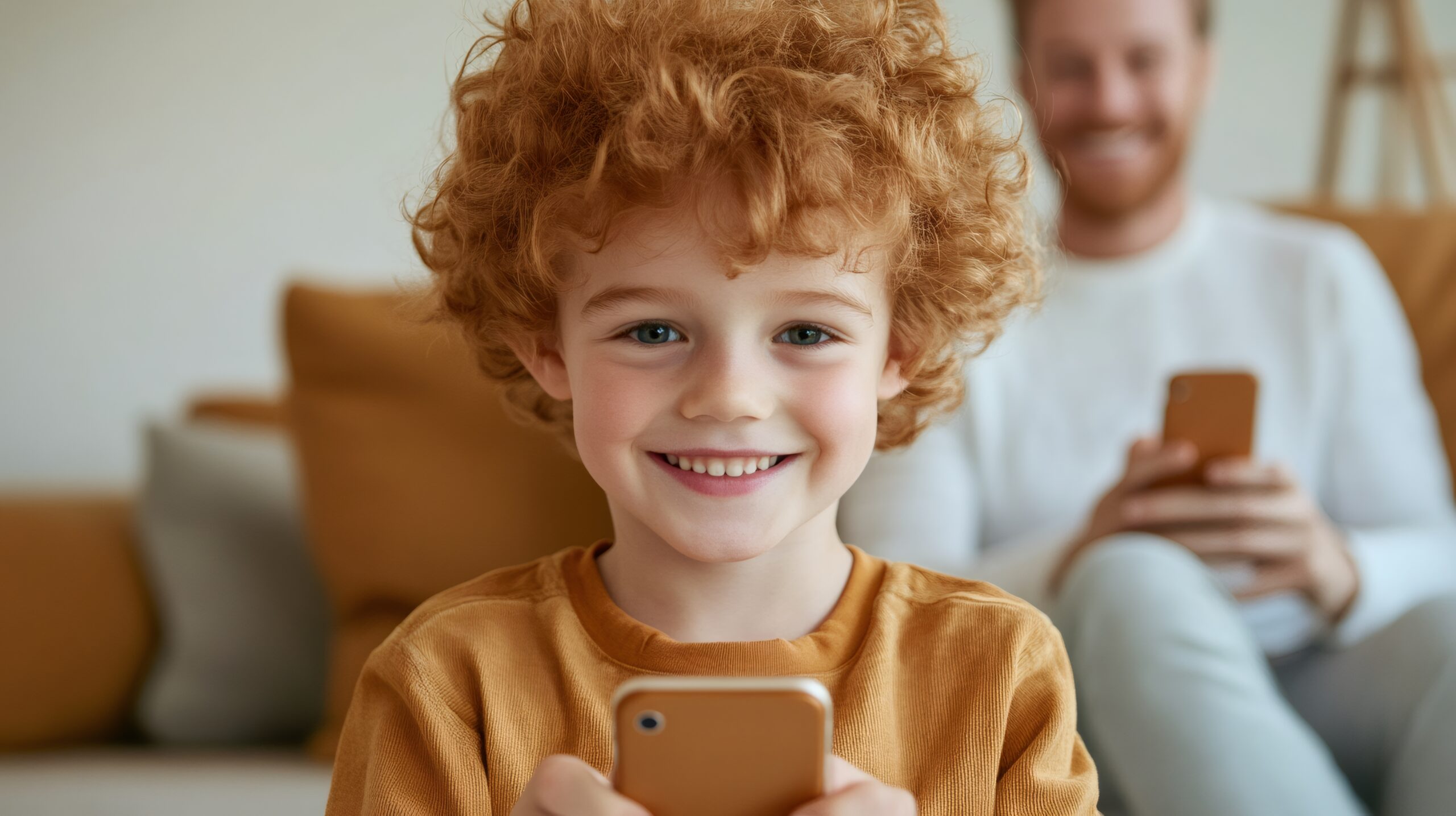 parental controls on childs smartphone as parent watches, showing support and security