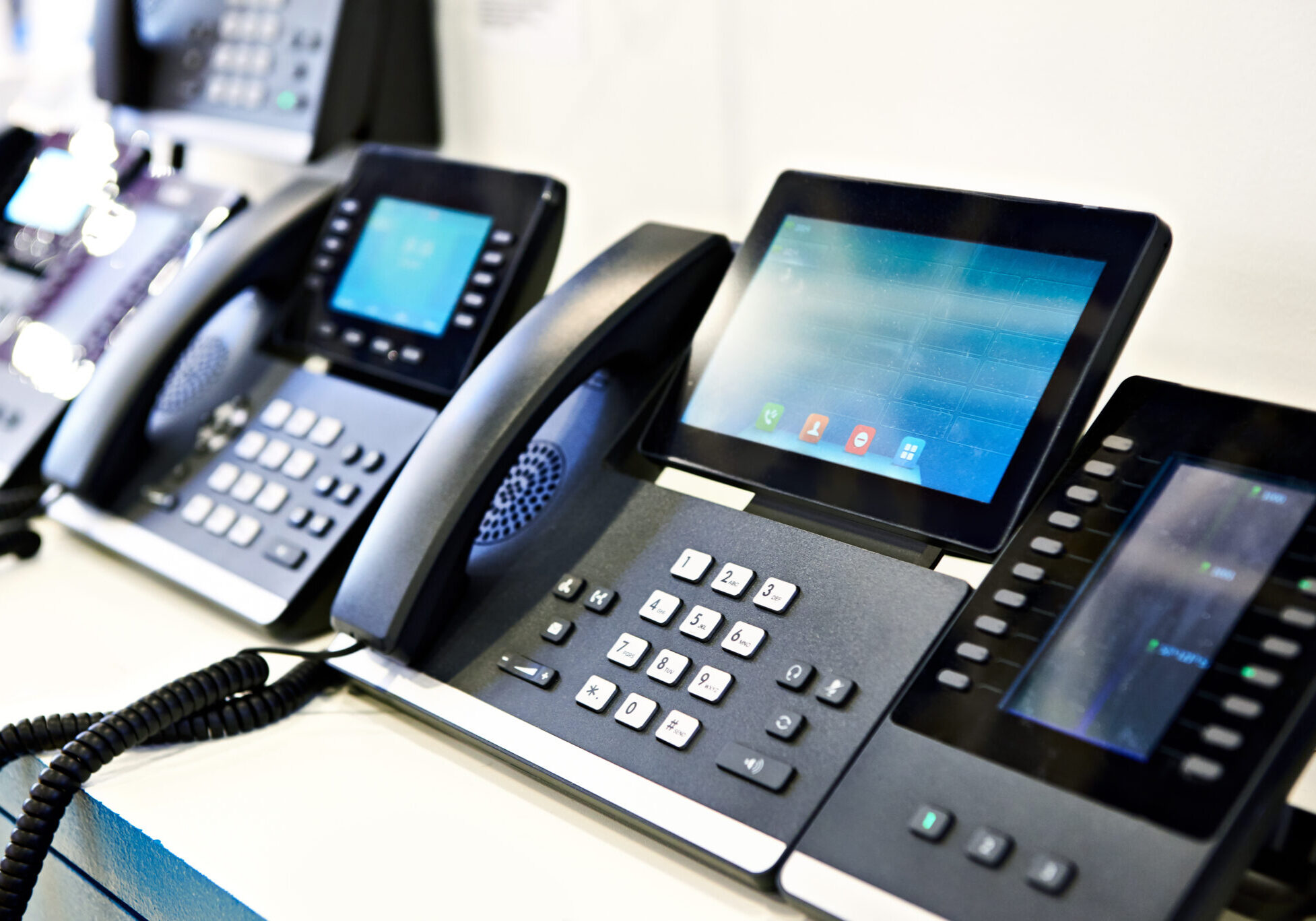 A hosted phone system in an office.